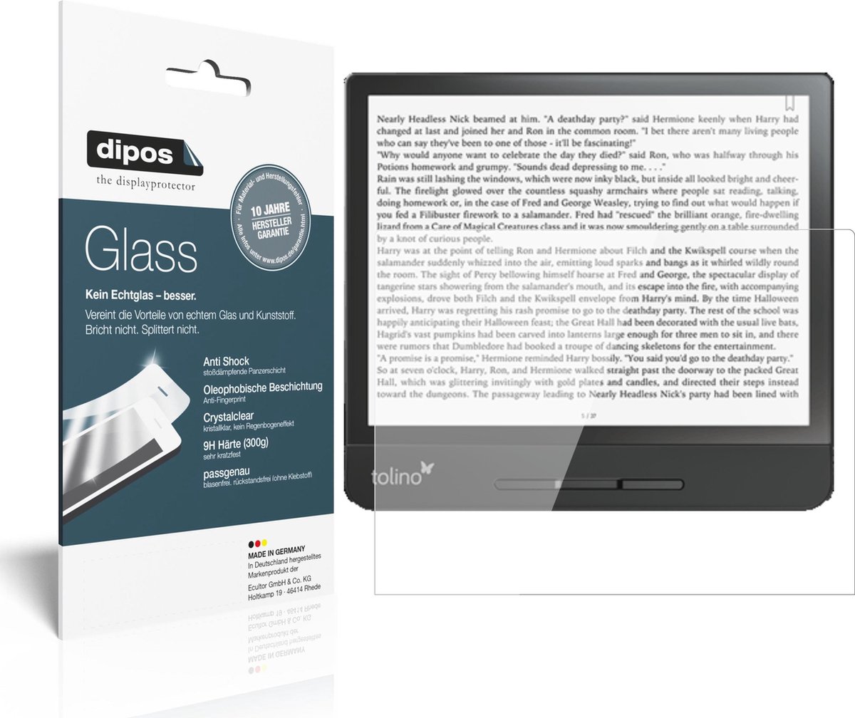 dipos I 2x Pantserfolie helder compatibel met Tolino Vision 5 Beschermfolie 9H screen-protector