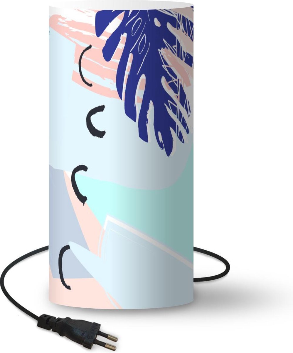 Lamp - Nachtlampje - Tafellamp slaapkamer - Zomer - Blad - Blauw - 54 cm hoog - Ø24.8 cm - Inclusief LED lamp