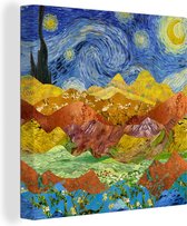 Canvas Schilderij Van Gogh - Sterrennacht - Oude Meesters - 50x50 cm - Wanddecoratie