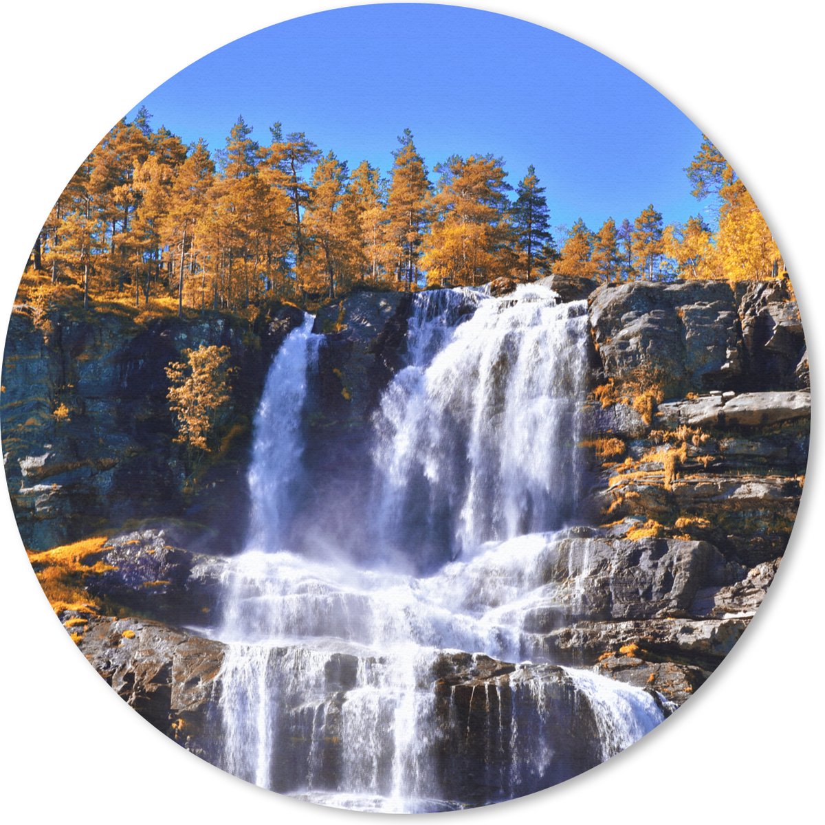 Muismat rond 40x40 cm - Mousepad Waterval - Noorwegen - Natuur - Ronde muismatten