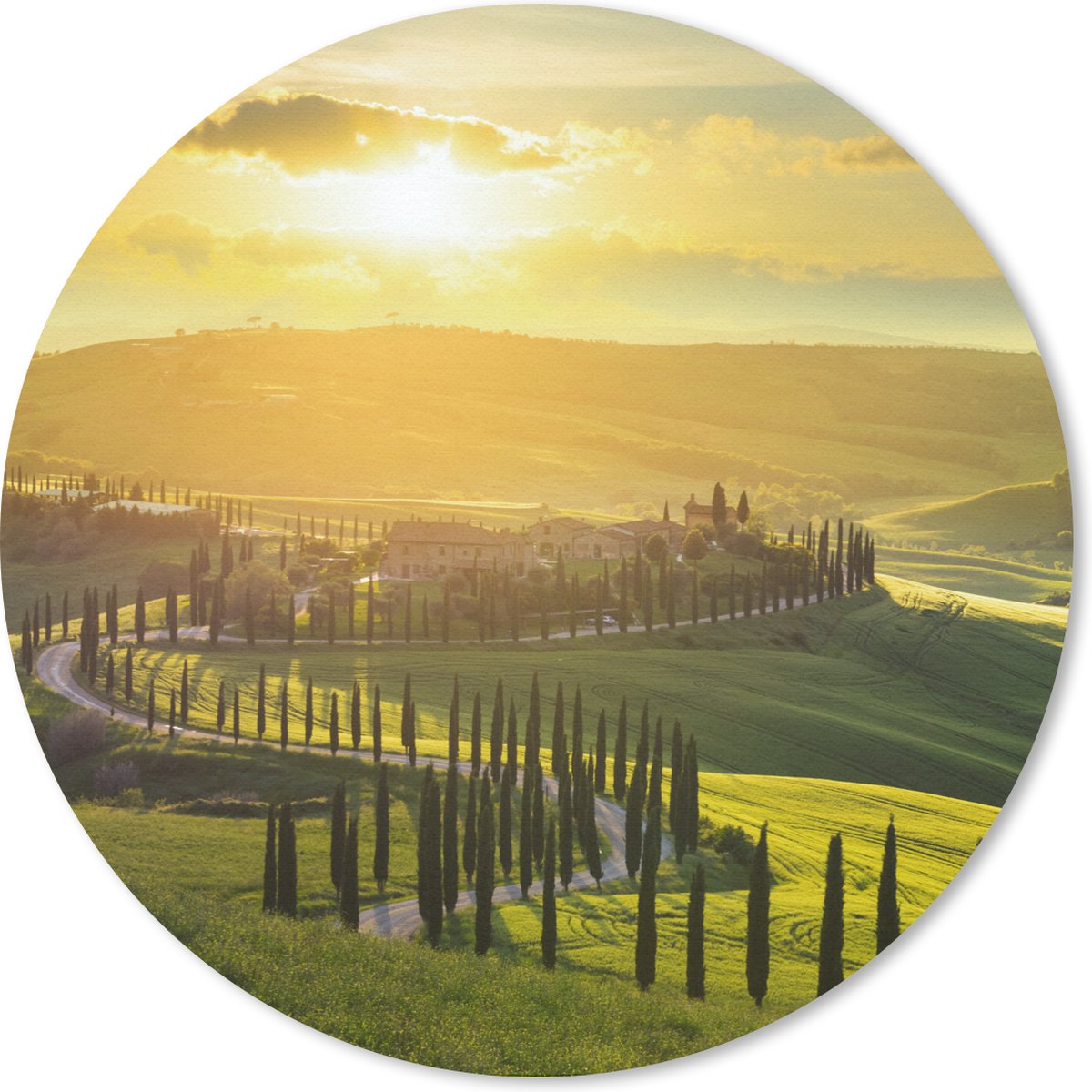 Muismat rond 20x20 cm - Mousepad Toscane - Zon - Italië - Ronde muismatten