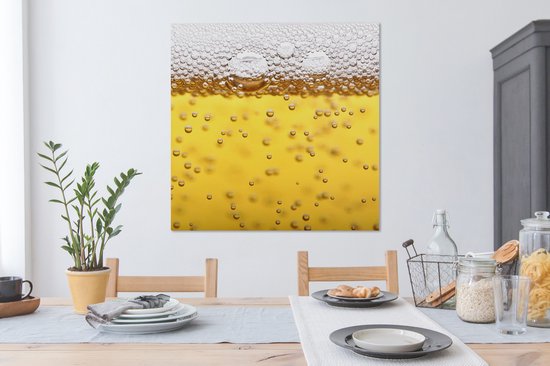 Tableau sur toile Bulles de bière dans un verre de bière - 90 x 90 cm - Décoration murale