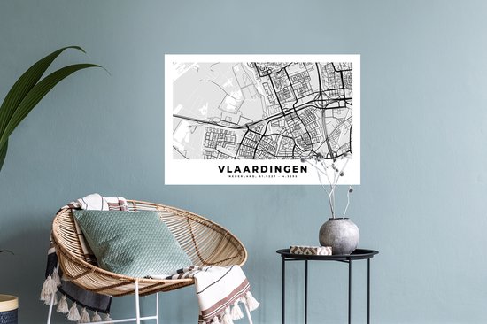 Stickers muraux - Plan de la ville - Vlaardingen - Nederland - 60x40 cm - Feuille adhésive - Carte
