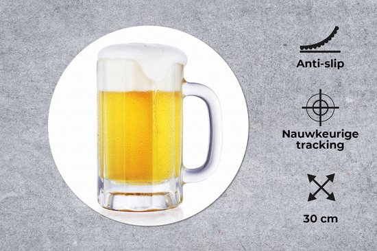 Muismat rond 30x30 cm - Mousepad Pul bier op een witte achtergrond - Ronde muismatten