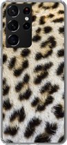 Geschikt voor Samsung Galaxy S21 Ultra hoesje - Close-up vacht luipaard - Siliconen Telefoonhoesje