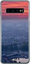 Geschikt voor Samsung Galaxy S10 hoesje - Rotterdam - Zonsondergang - Roze - Siliconen Telefoonhoesje