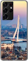 Geschikt voor Samsung Galaxy S21 Ultra hoesje - Rotterdam - Skyline - Zonsondergang - Siliconen Telefoonhoesje