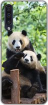 Geschikt voor Samsung Galaxy A50 hoesje - Panda - Brug - Natuur - Siliconen Telefoonhoesje