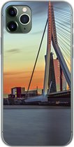 Geschikt voor iPhone 11 Pro Max hoesje - Rotterdam - Erasmus - Zonsondergang - Siliconen Telefoonhoesje