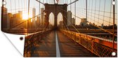 Tuinposter Brooklyn Bridge in New York tijdens zonsondergang - 80x40 cm - Wanddecoratie Buiten - Tuinposter - Tuindoek - Schuttingposter - Tuinschilderij