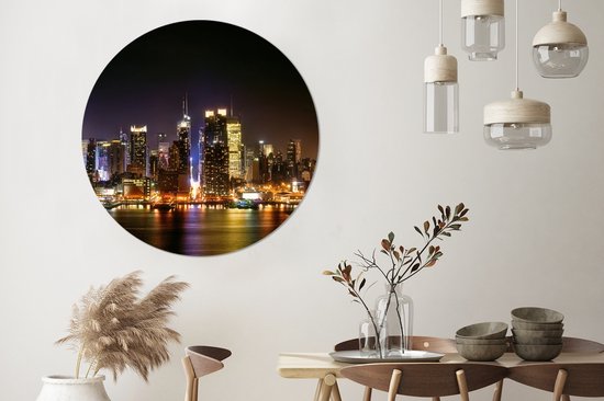 Cercle mural - Cercle mural Indoor - ⌀ 120 cm - Plastique - New York - Skyline - Coloris XXL