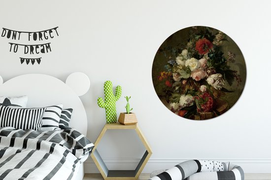 Cercle mural - Cercle mural - Nature morte aux fleurs - Peinture de Harmanus Uppink - Aluminium - ⌀ 90 cm - Intérieur et extérieur