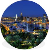 WallCircle - Wandcirkel ⌀ 90 - Rotterdam - Nederland - Skyline - Ronde schilderijen woonkamer - Wandbord rond - Muurdecoratie cirkel - Kamer decoratie binnen - Wanddecoratie muurcirkel - Woonaccessoires