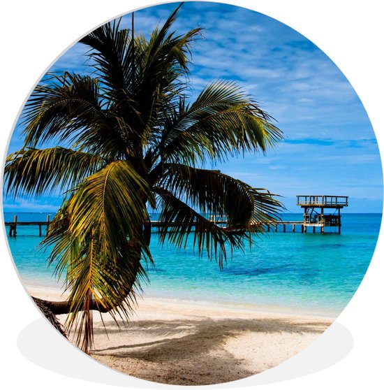 WallCircle - Wandcirkel ⌀ 30 - Het uitzicht op het strand bij de Noord-Amerikaanse Baai-eilanden in Honduras - Ronde schilderijen woonkamer - Wandbord rond - Muurdecoratie cirkel - Kamer decoratie binnen - Wanddecoratie muurcirkel - Woonaccessoires