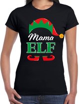 Mama elf fout Kerst t-shirt - zwart - dames - Kerstkleding / Kerst outfit XL