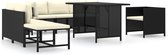 Decoways - 8-delige Loungeset met kussens poly rattan zwart