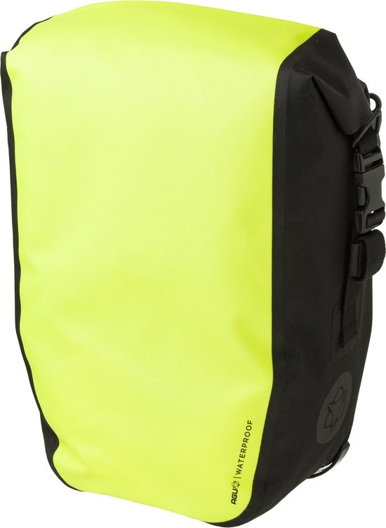 AGU Clean Shelter Enkele Fietstas - 100% Waterdicht - Click'nGo - Rolltop - Met Reflectie - 17 Liter - Neon Yellow