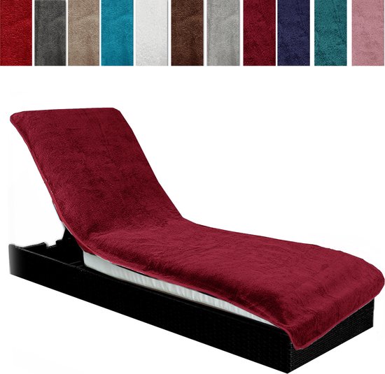 JEMIDI Housse de chaise longue en tissu éponge pour chaise longue de jardin 75cm x 200cm Housse de chaise longue en toile éponge pour chaise longue de jardin - Bordeaux - Motif ohne