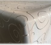 JEMIDI Tafelkleed ornamenten zijdeglans edele tafelhoes tafelkleed - Lichtgrijs - Vorm Oval - Maat 135x180