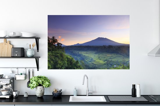 Sticker Muursticker Indonésie - Rizières en Indonésie - 120x80 cm - film adhésif autocollant - sticker mural repositionnable