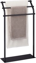 Relaxdays handdoekrek zwart - stangen - handdoekhouder - rek handdoeken badkamer - staand