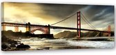 Trend24 - Canvas Schilderij - Weergave Van De Brooklyn Bridge - Schilderijen - Landschappen - 150x50x2 cm - Grijs