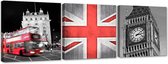 Trend24 - Canvas Schilderij - Een Herinnering Aan Londen - Schilderijen - Steden - 150x50x2 cm - Rood