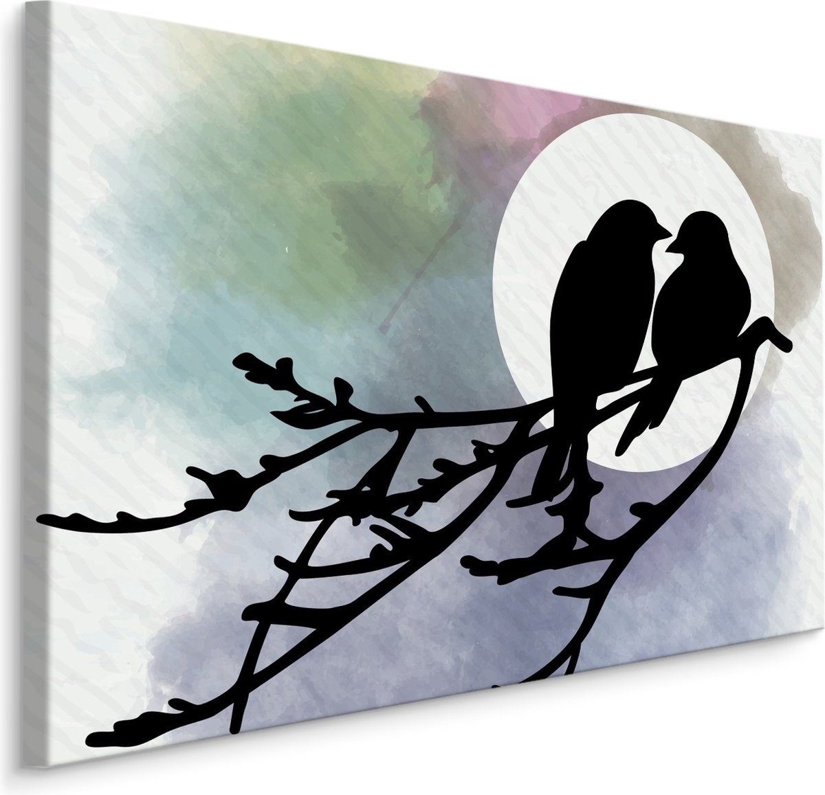 karo-art Schilderij - Verliefde Vogels, 5 luik, Premium Print Multikleur