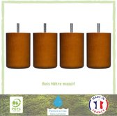 Set van 4 kersenkleurige cilindervormige bedpoten - Ø 7 cm - H 8,5 cm