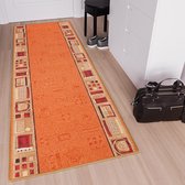 Tapiso Antislip Rubber Mat Oranje Beige Klassiek Rubbermat Tapijt Maat- 80x250