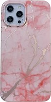 iPhone 13 Back Cover Hoesje Marmer - Marmerprint - Marble Design - Soft TPU - Backcover - Apple iPhone 13 - Marmer Roze