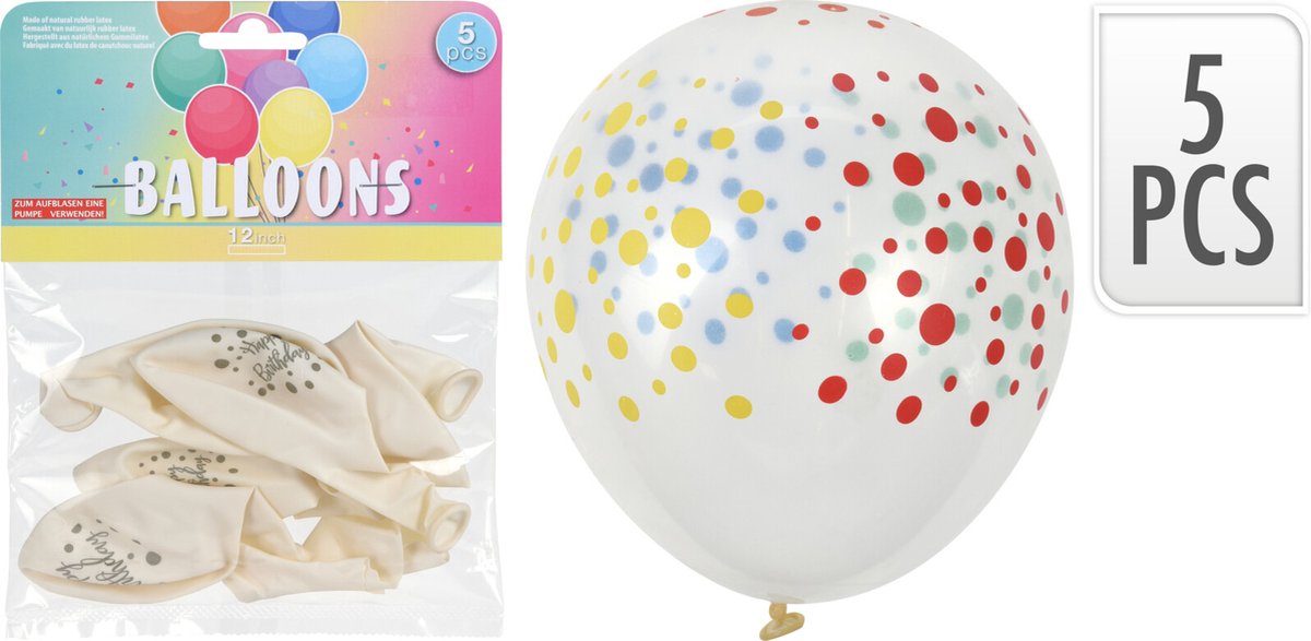 Free And Easy Ballonnenset 30 Cm Latex Wit 5-delig
