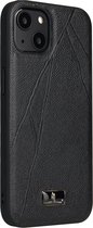 Mobiq - Leather Texture Hoesje iPhone 13 Pro Max - zwart vein