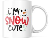 Kerst Mok met tekst: I'm snow cute | Kerst Decoratie | Kerst Versiering | Grappige Cadeaus | Koffiemok | Koffiebeker | Theemok | Theebeker