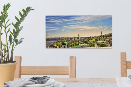 Canvas Schilderij Kiev - Skyline - Wolken - 40x20 cm - Wanddecoratie - OneMillionCanvasses