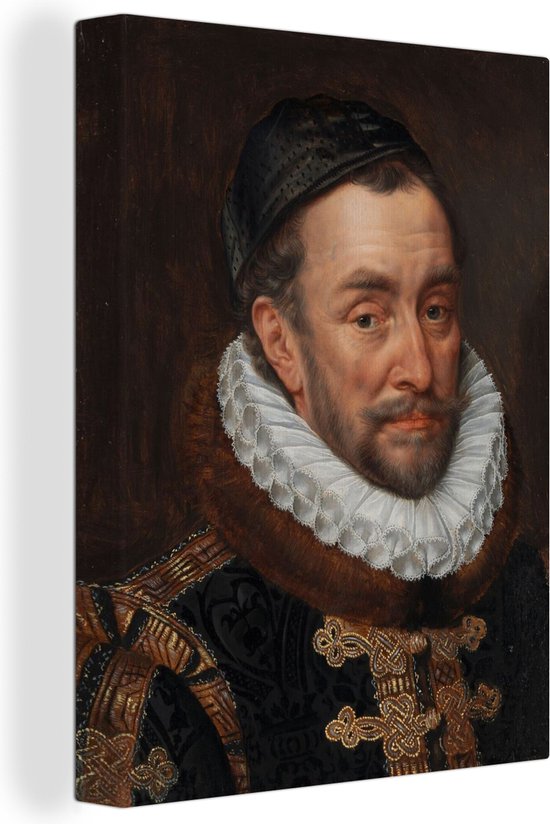 Canvas Schilderij Portret van Willem I, prins van Oranje - schilerij van Adriaen Thomasz Key - 60x80 cm - Wanddecoratie