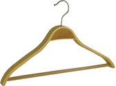 De Kledinghanger Gigant - 5 x Mantel / kostuumhanger berkenhout naturel gelakt met schouderverbreding en anti-slip broeklat, 42 cm
