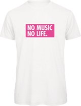 T-shirt Wit XL - no music no life - roze - soBAD. | Kleding | T-shirt unisex | T-shirt man | T-shirt dames | Muziek