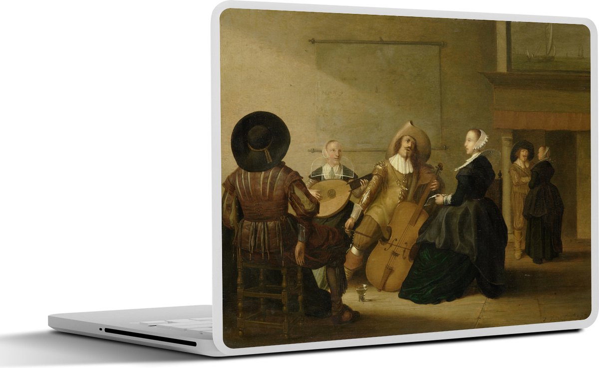 Afbeelding van product SleevesAndCases  Laptop sticker - 15.6 inch - Musicerend gezelschap in een interieur - schilderij van Pieter Symonsz. Potter