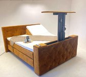 Boxspring Amsterdam 200x200 Elektrische verstelbaar Met Tv lift !! Kleur Cognac