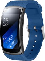 Siliconen Smartwatch bandje - Geschikt voor Samsung Gear Fit 2 / Gear Fit 2 Pro siliconen bandje - blauw - Strap-it Horlogeband / Polsband / Armband