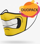 Duopack: Determined smile washable mondmasker - S / Stoffen mondkapjes met print / Wasbare Mondkapjes / Mondkapjes / Uitwasbaar / Herbruikbare Mondkapjes / Herbruikbaar / Ov geschikt / Mondma