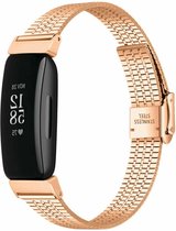 Stalen Smartwatch bandje - Geschikt voor  Fitbit Inspire roestvrij stalen band - rosé goud - Strap-it Horlogeband / Polsband / Armband