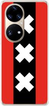 6F hoesje - geschikt voor Huawei P50 Pro -  Transparant TPU Case - Amsterdamse vlag #ffffff