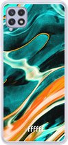 6F hoesje - geschikt voor Samsung Galaxy A22 4G -  Transparant TPU Case - Fresh Waves #ffffff