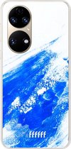 6F hoesje - geschikt voor Huawei P50 -  Transparant TPU Case - Blue Brush Stroke #ffffff