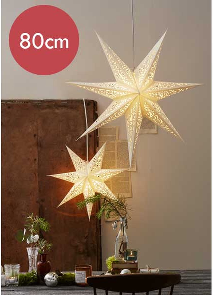 Wit hangende kerstster Lace - 80 cm