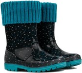*gevoerd* regenlaarsjes navy met stippen-35