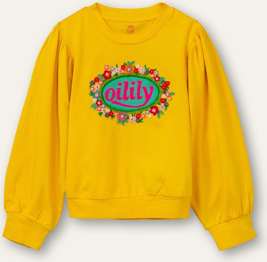 Tairy T-shirt 47 Solid jersey with artwork Felt flowers logo Yellow: 104/4yr