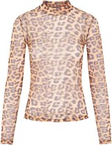 Pieces T-shirt Pcalva Ls Mesh Top D2d 17122447 Black/ Leopard Dames Maat - XS